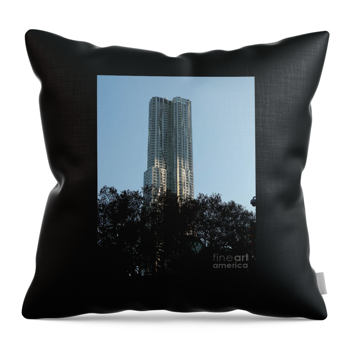 New York By Gehry Building Throw Pillow featuring the photograph New York By Gehry Building by Emmy Vickers
