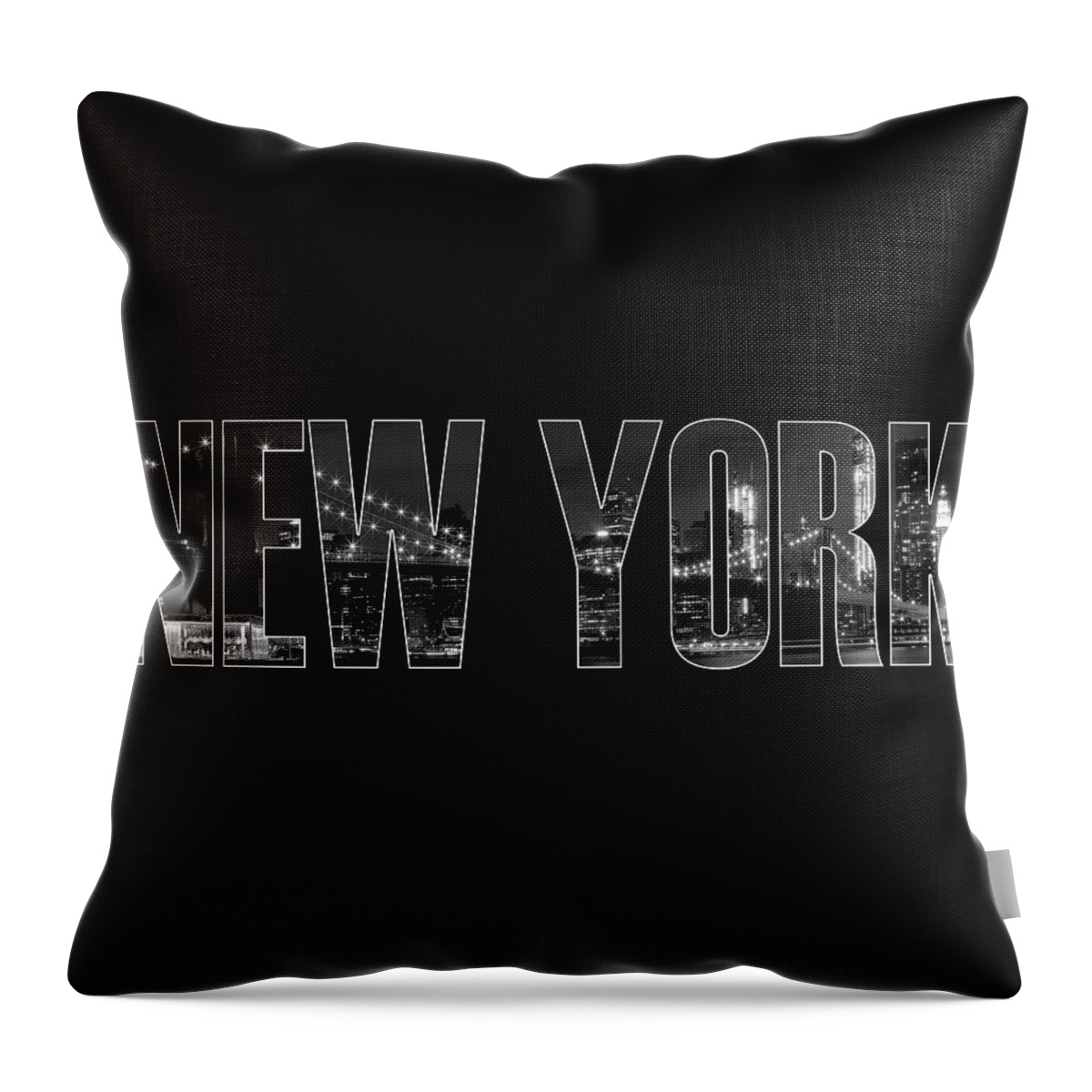 New York Throw Pillow featuring the photograph NEW YORK CITY Brooklyn Bridge bw by Melanie Viola