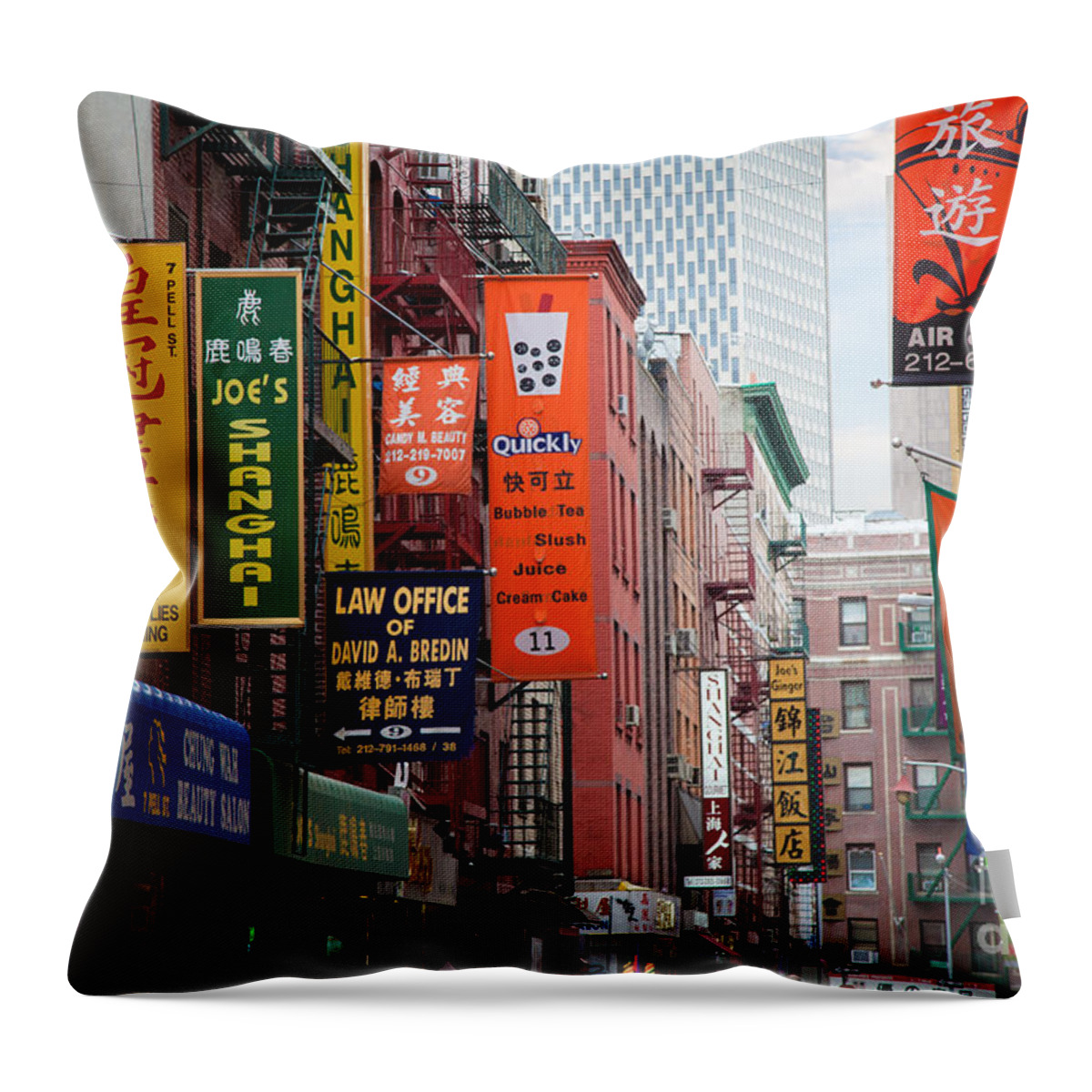 America Throw Pillow featuring the photograph New York City Chinatown by Inge Johnsson