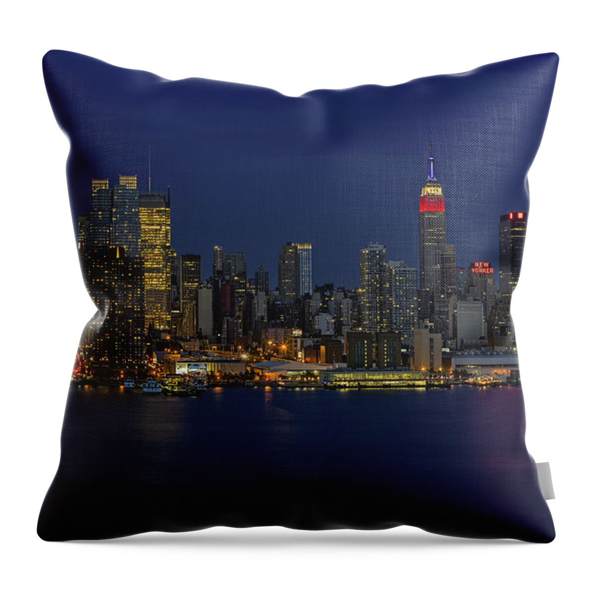 Esb Throw Pillow featuring the photograph New York City Lights by Susan Candelario
