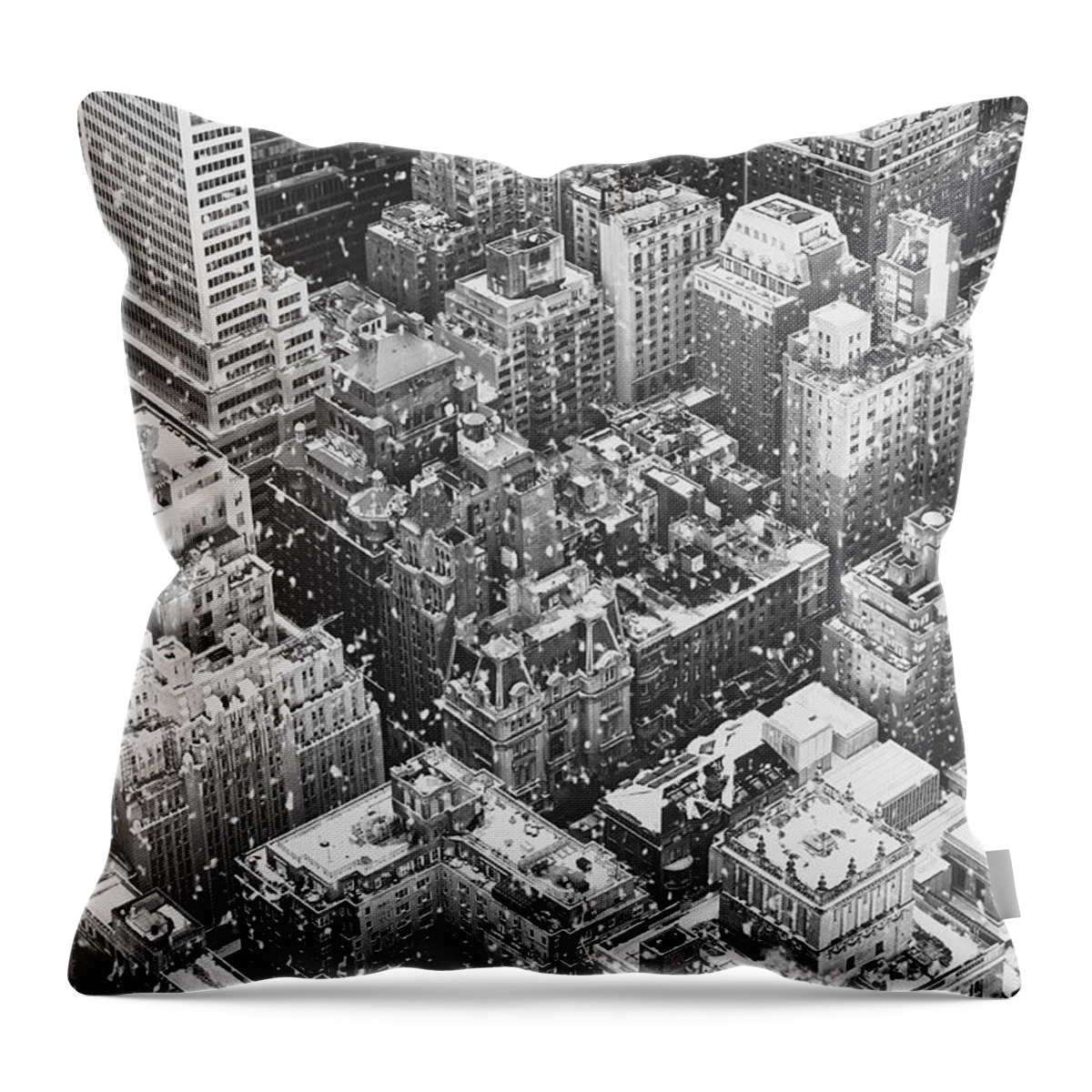 Nyc Throw Pillow featuring the photograph New York City - Skyline In the Snow by Vivienne Gucwa