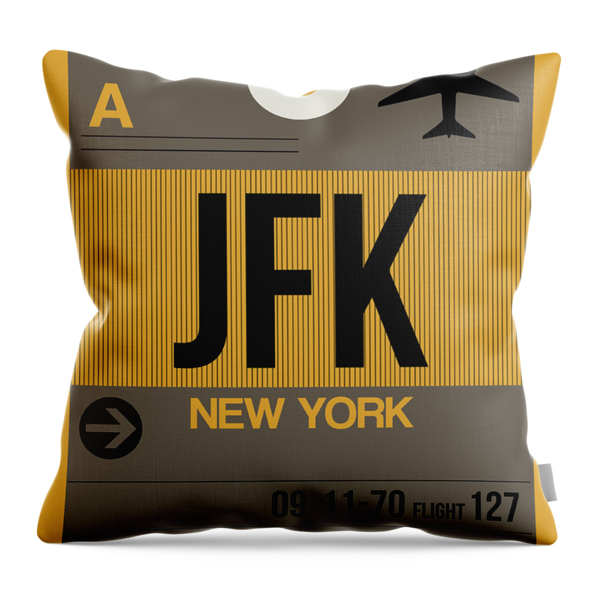 New York Throw Pillow featuring the digital art New York Luggage Tag Poster 3 by Naxart Studio