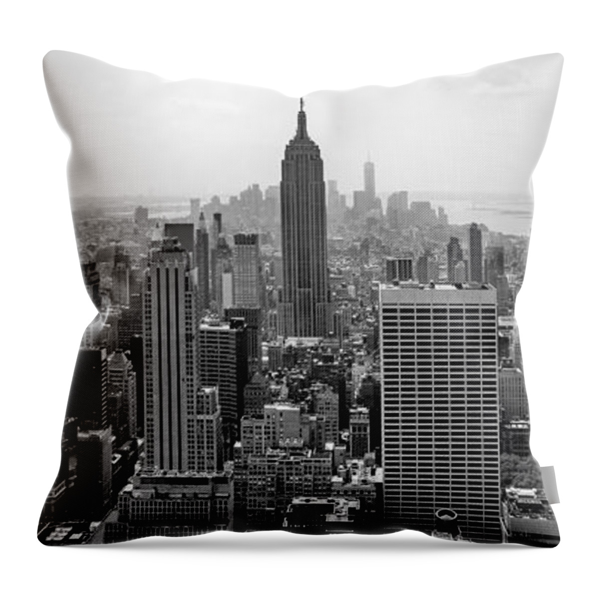 Empire State Building Throw Pillow featuring the photograph New York Moody Skyline by Az Jackson