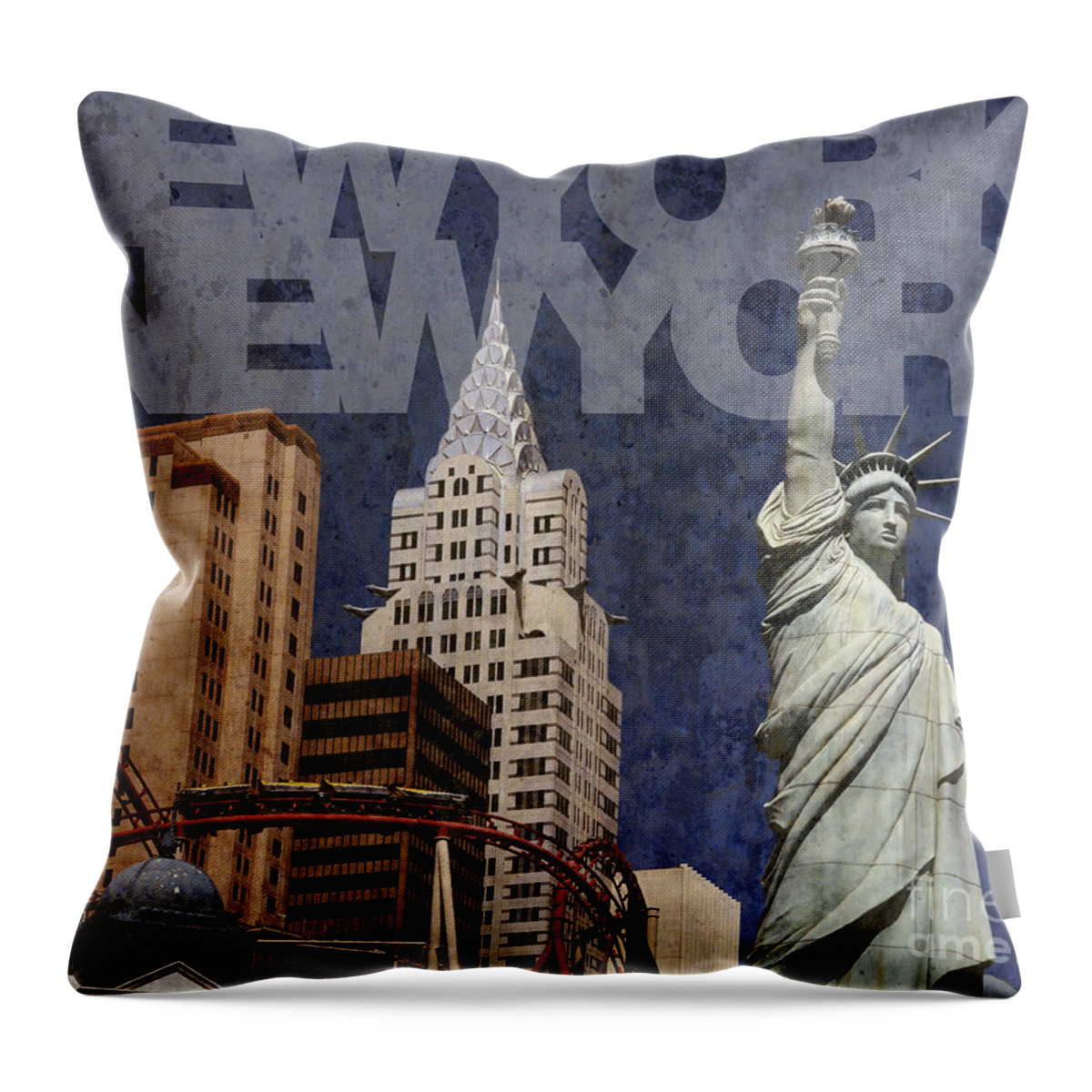 New York New York Throw Pillow featuring the photograph New York New York Las Vegas by Art Whitton