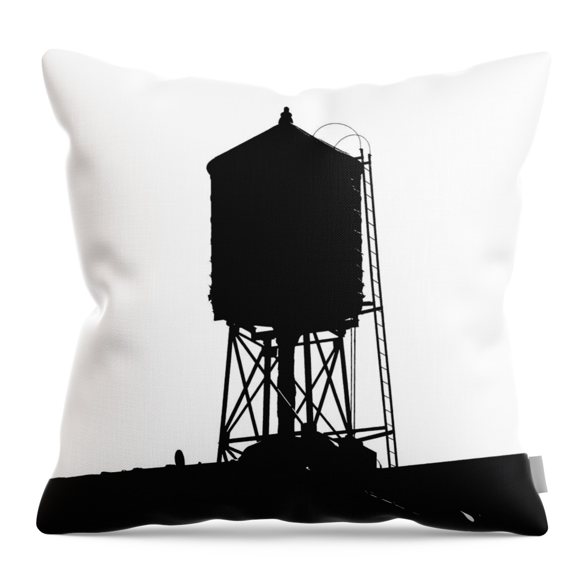 Water Towers Throw Pillow featuring the photograph New York water tower 17 - Silhouette - Urban icon by Gary Heller