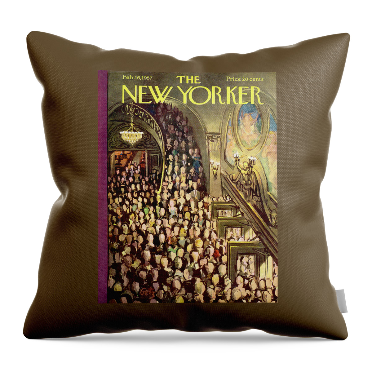 New Yorker February 16th, 1957 Throw Pillow