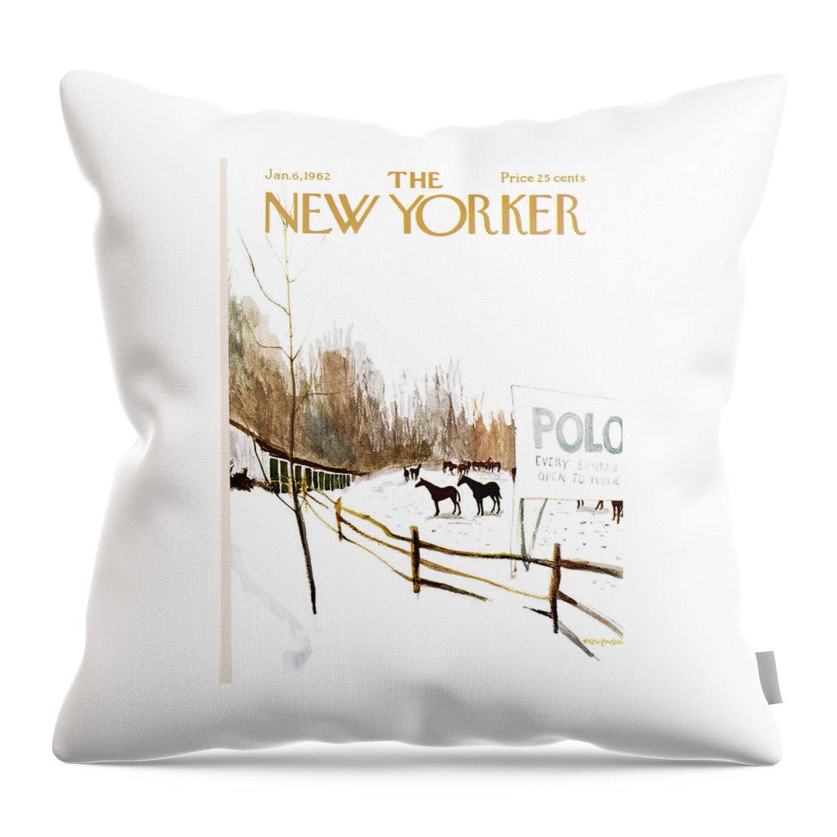 New Yorker January 6th, 1962 Throw Pillow