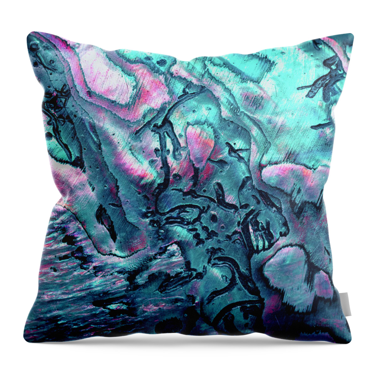 Gemstone Throw Pillow featuring the photograph New Zealand Paua Shell In Blue Colors by Elen11