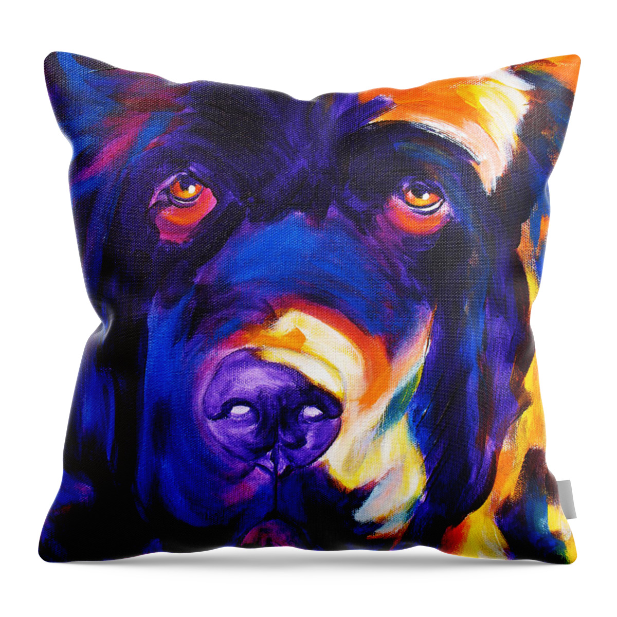 Dog Throw Pillow featuring the painting Newfoundland - Zora by Dawg Painter