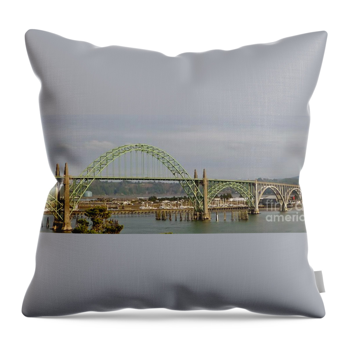 Waves Throw Pillow featuring the photograph Newport Bay Bridge by Susan Garren