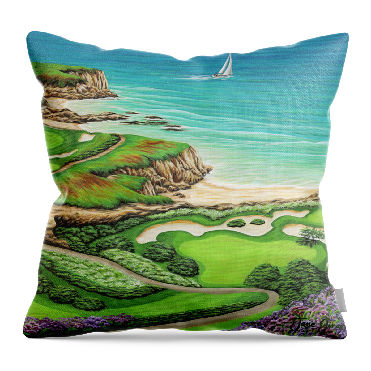 Ocean Throw Pillow featuring the painting Newport Coast by Jane Girardot