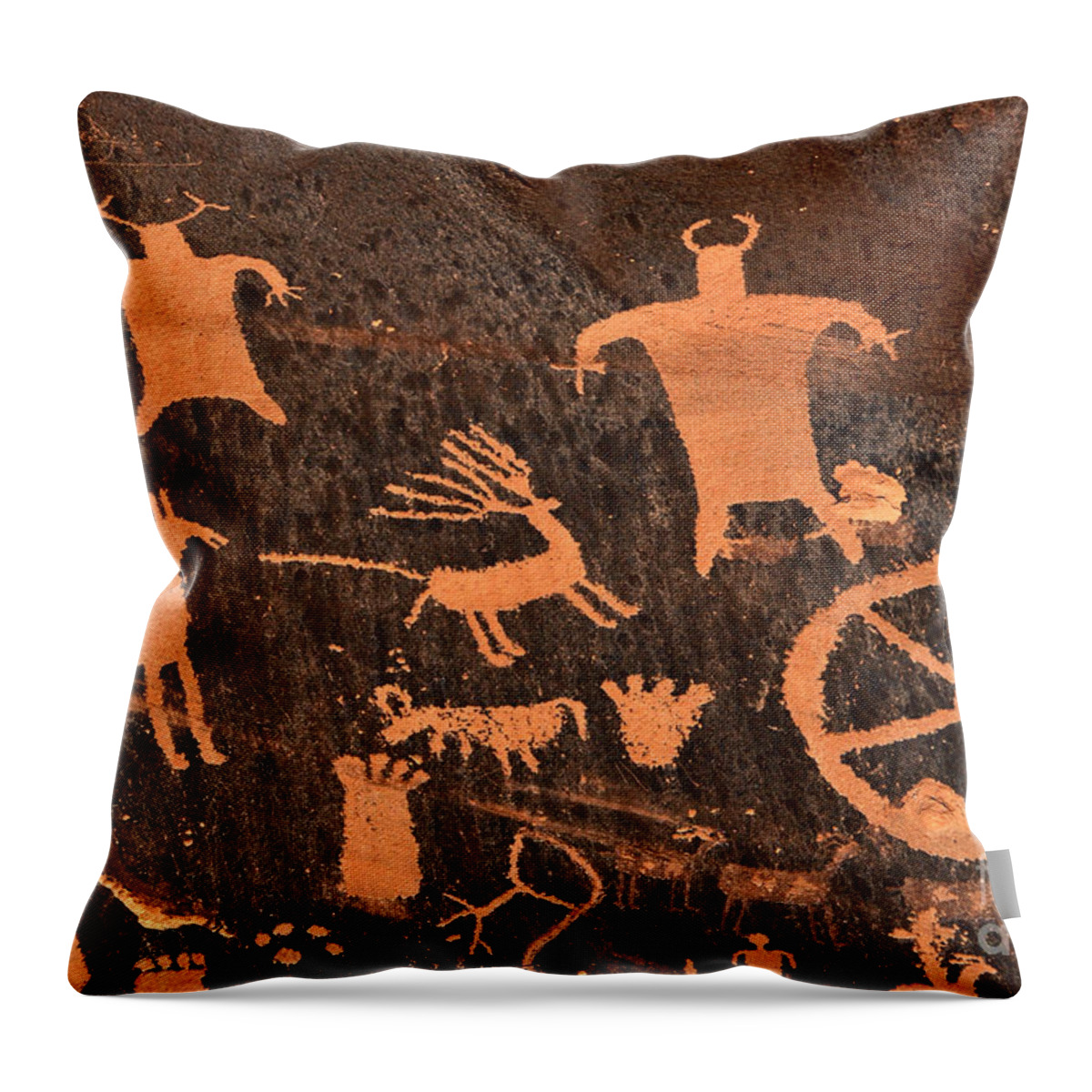Petroglyphs Throw Pillow featuring the photograph Newspaper Rock Close-up by Gary Whitton