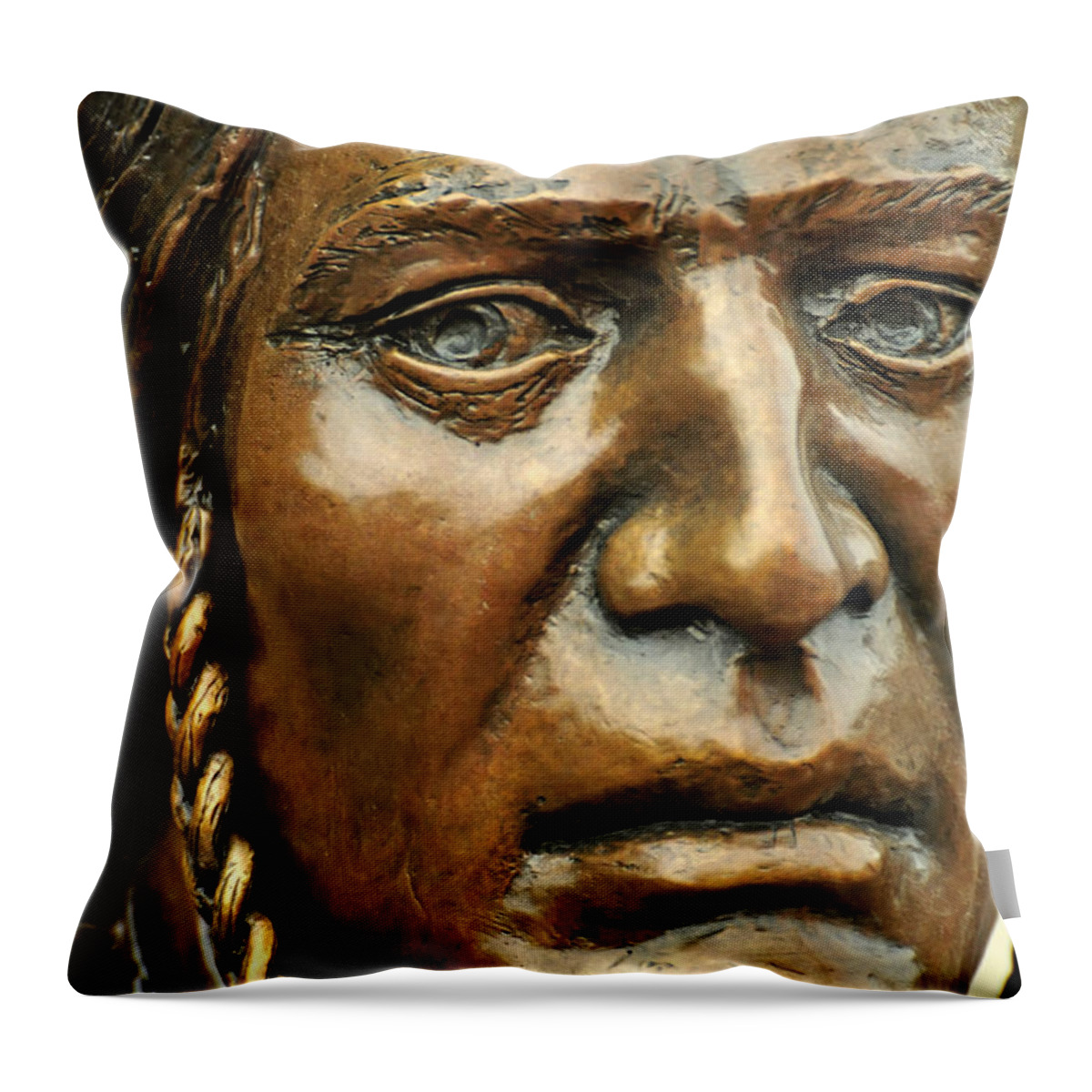 Art Throw Pillow featuring the photograph Nez Perce Indian Bronze, Joseph, Oregon by Theodore Clutter