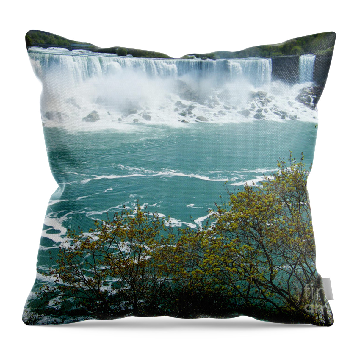 American Falls Throw Pillow featuring the photograph Niagara - American Falls in Spring by Phil Banks