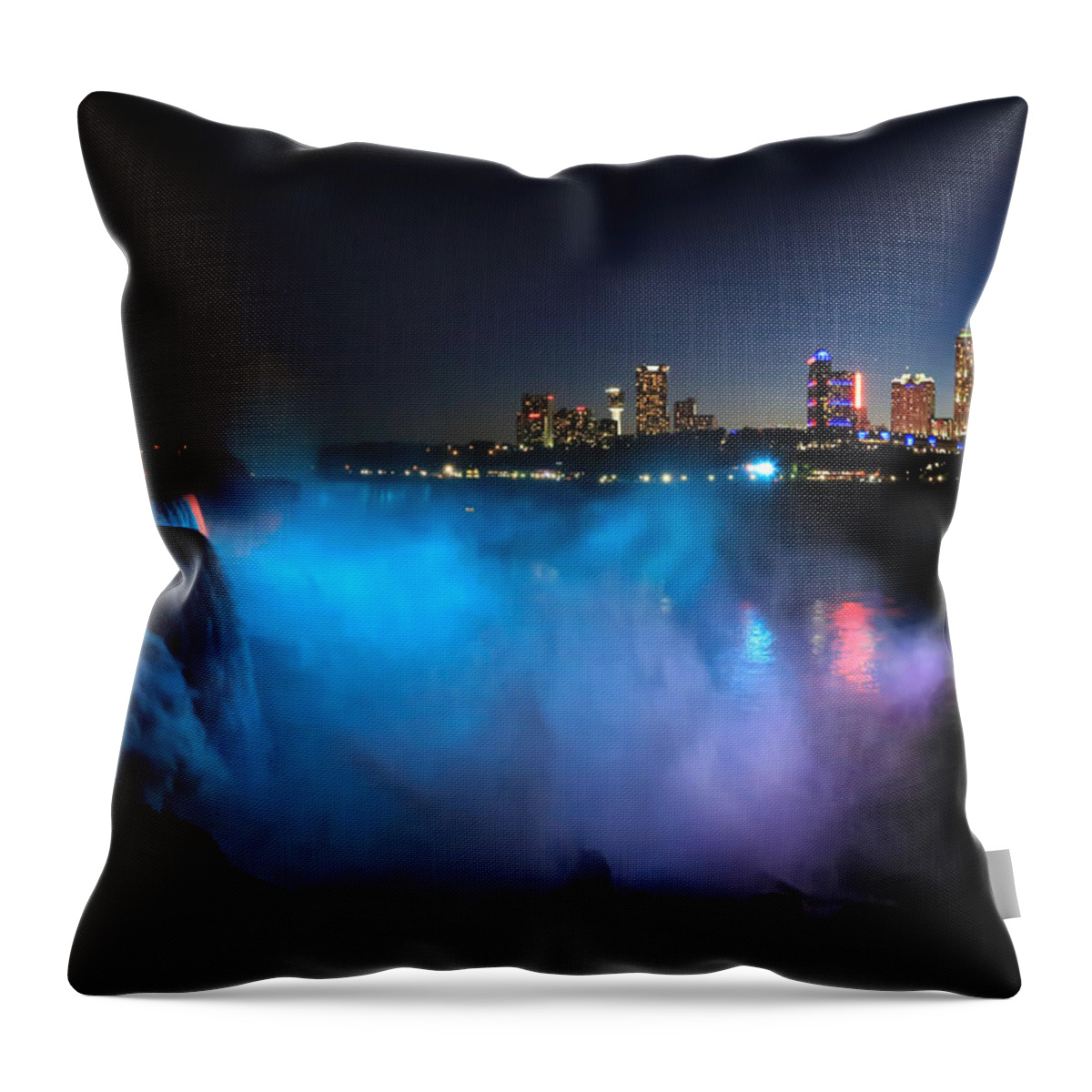 Niagara Falls At Night Throw Pillow featuring the photograph Niagara Falls at Night by Rachel Cohen