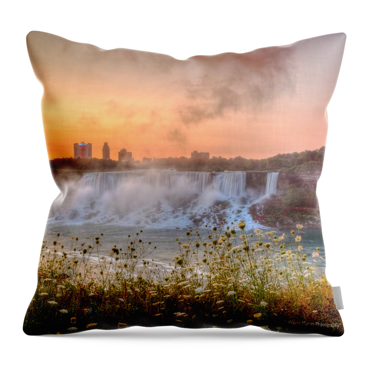 Niagara Falls Throw Pillow featuring the photograph Niagara Falls Canada Sunrise by Wayne Moran