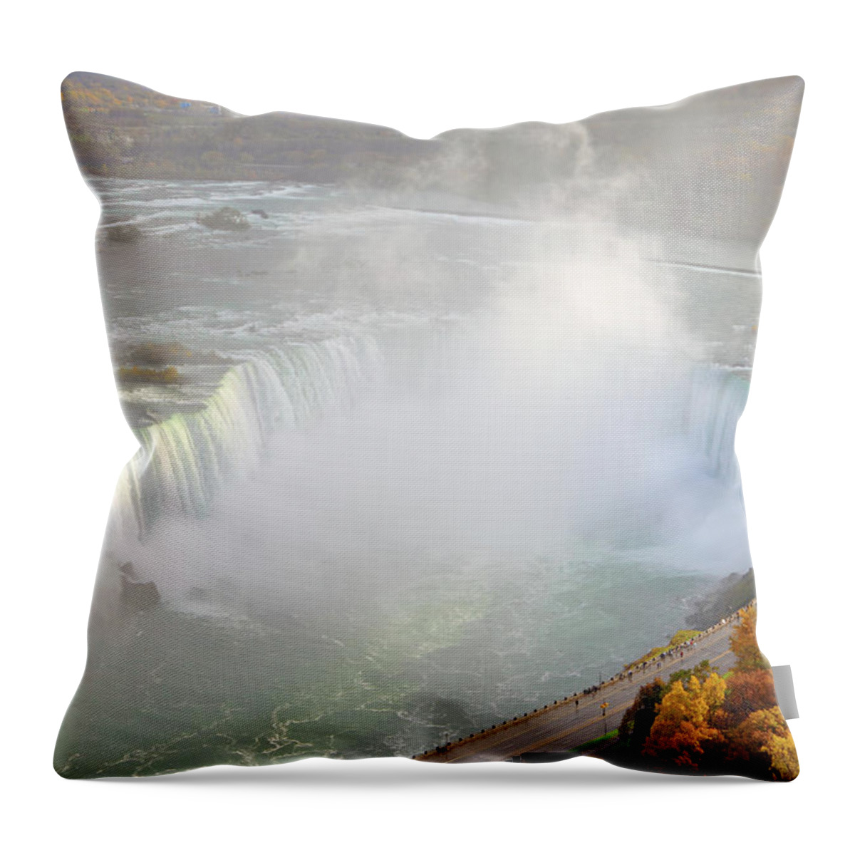 People Throw Pillow featuring the photograph Niagara Falls Fall Colors by Orchidpoet