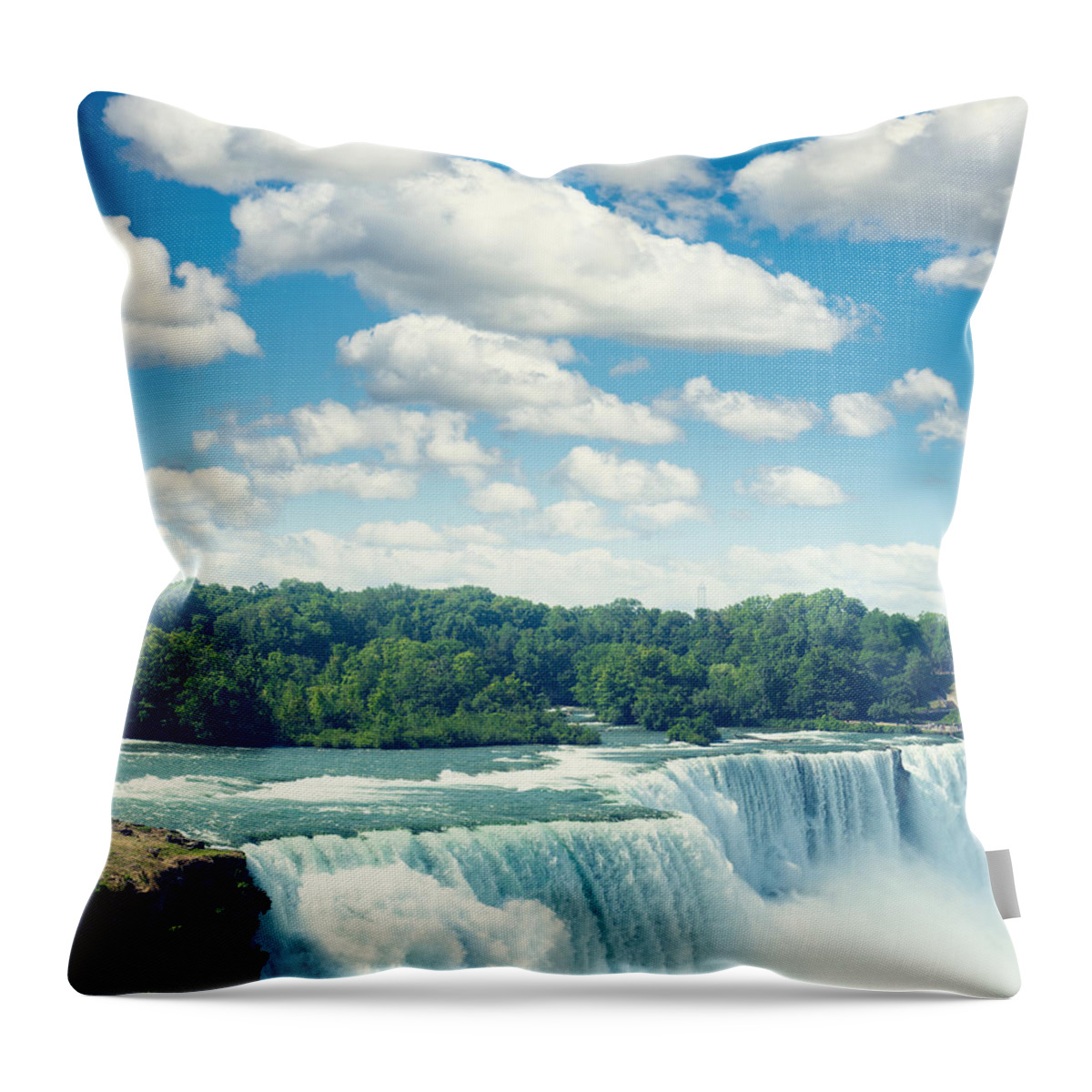 Scenics Throw Pillow featuring the photograph Niagara Falls From The Usa Side by Franckreporter