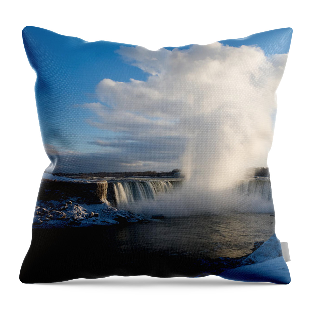 Niagara Falls Throw Pillow featuring the photograph Niagara Falls Makes Its Own Weather by Georgia Mizuleva