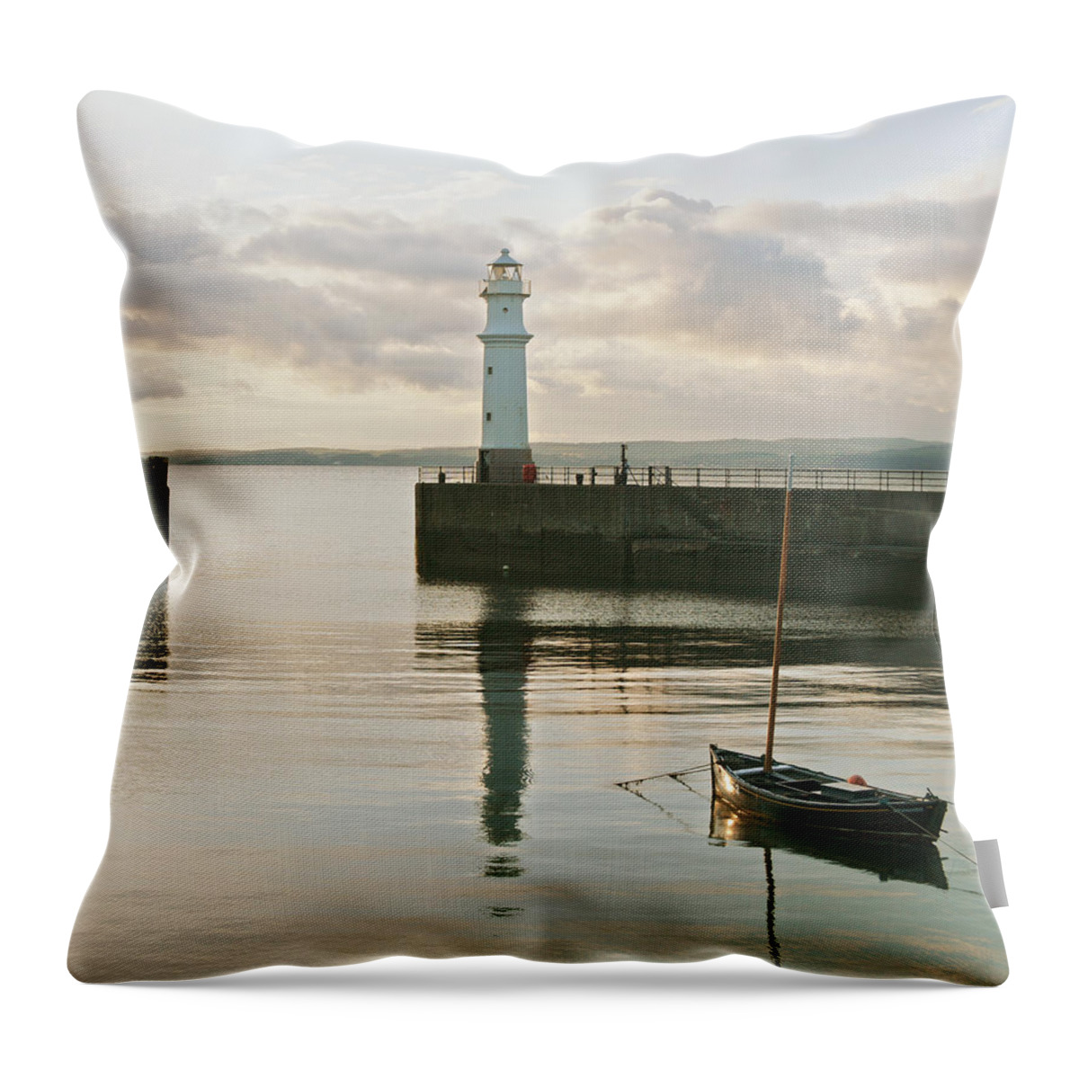 New Heaven Lighthouse Throw Pillow featuring the photograph Night is coming by Elena Perelman