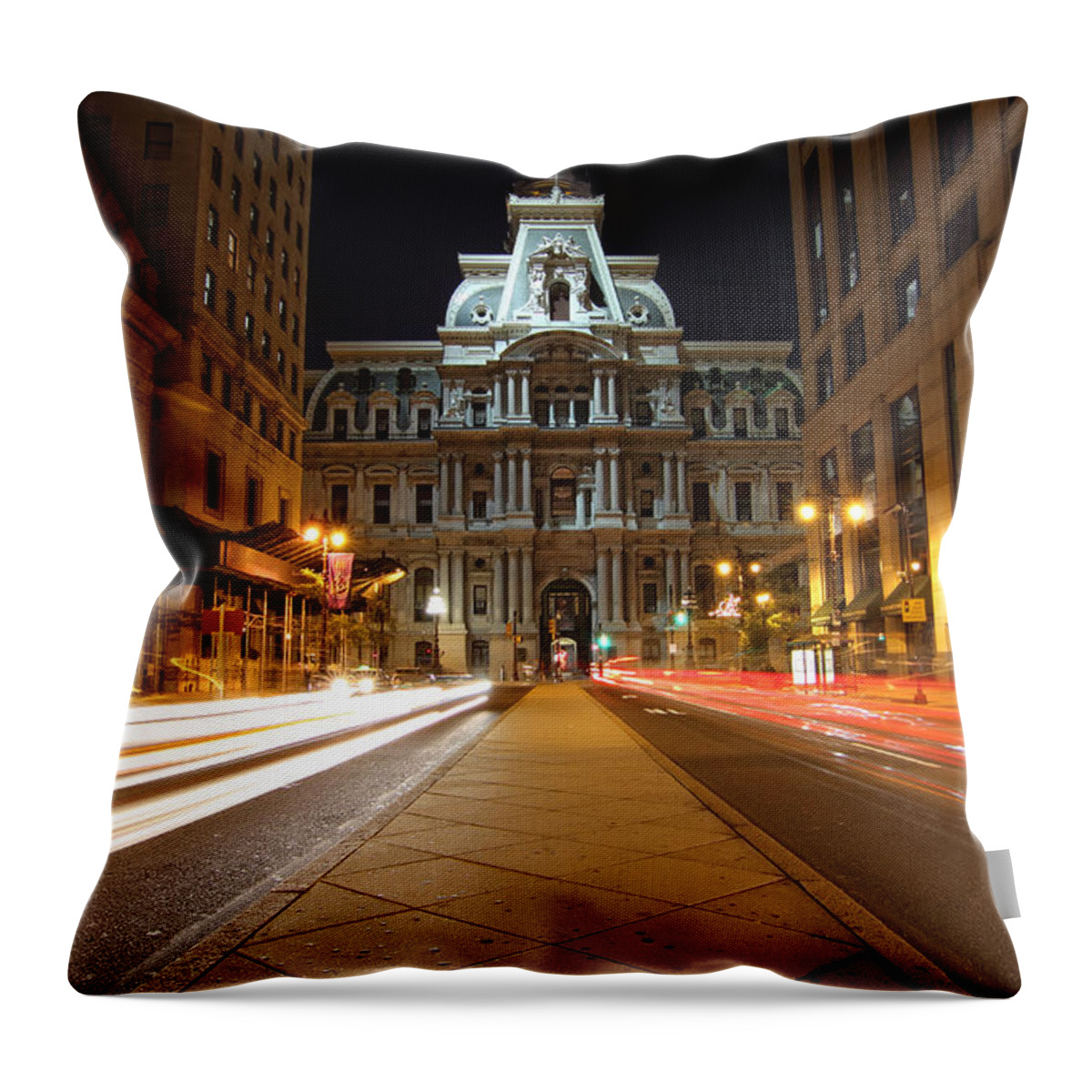 Philadelphia Throw Pillow featuring the photograph Night Lights by Paul Watkins