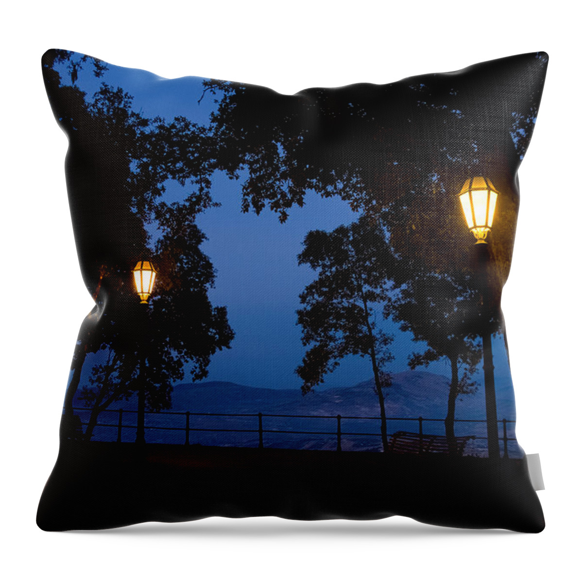 Dusk Throw Pillow featuring the painting Night meeting by Marco Busoni