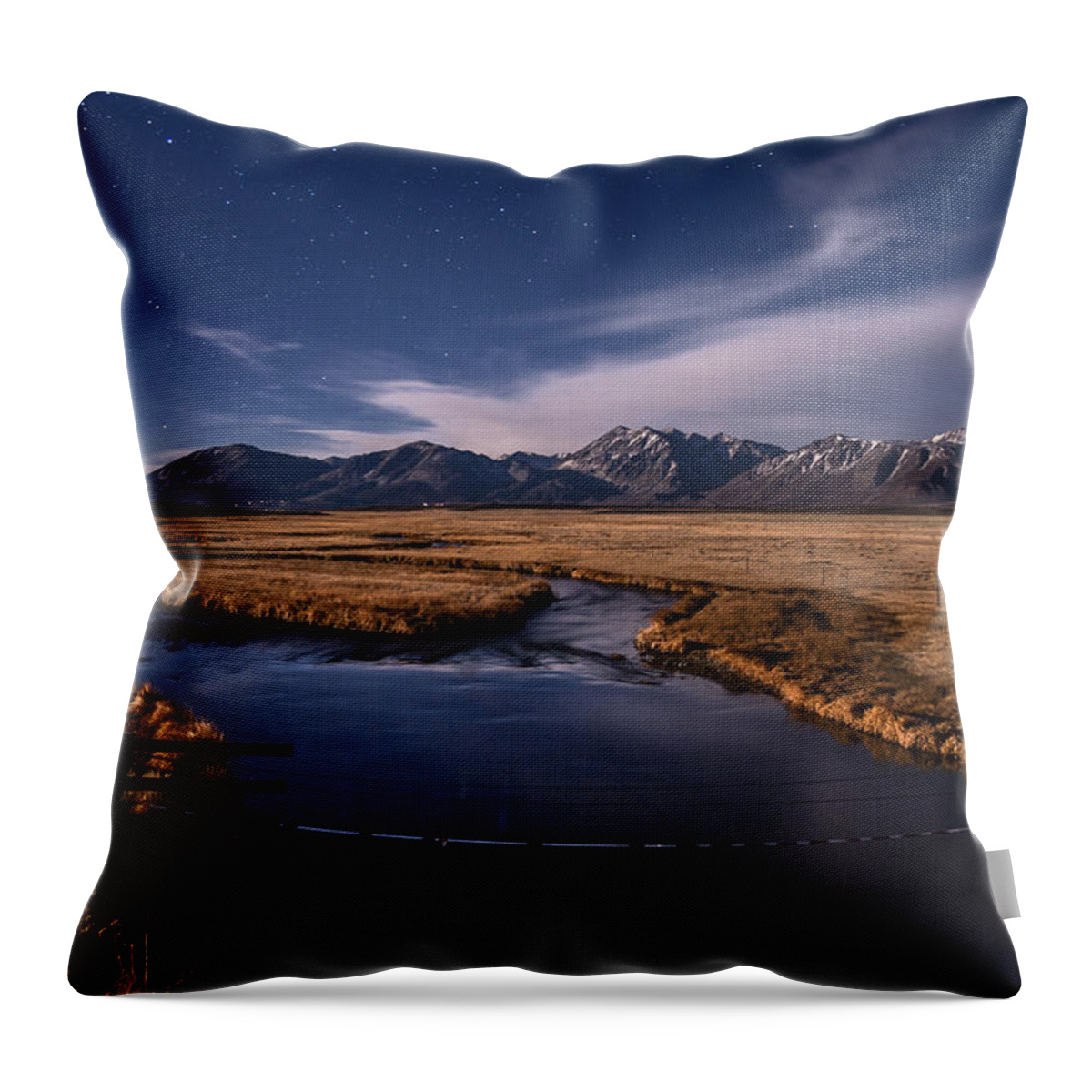Night Throw Pillow featuring the photograph Night on the Upper Owens by Cat Connor