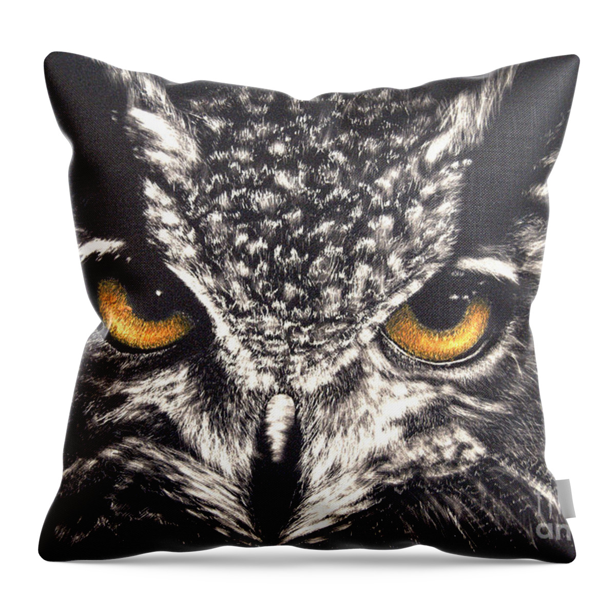 Night Owl Throw Pillow featuring the drawing Night Owl by Lora Duguay