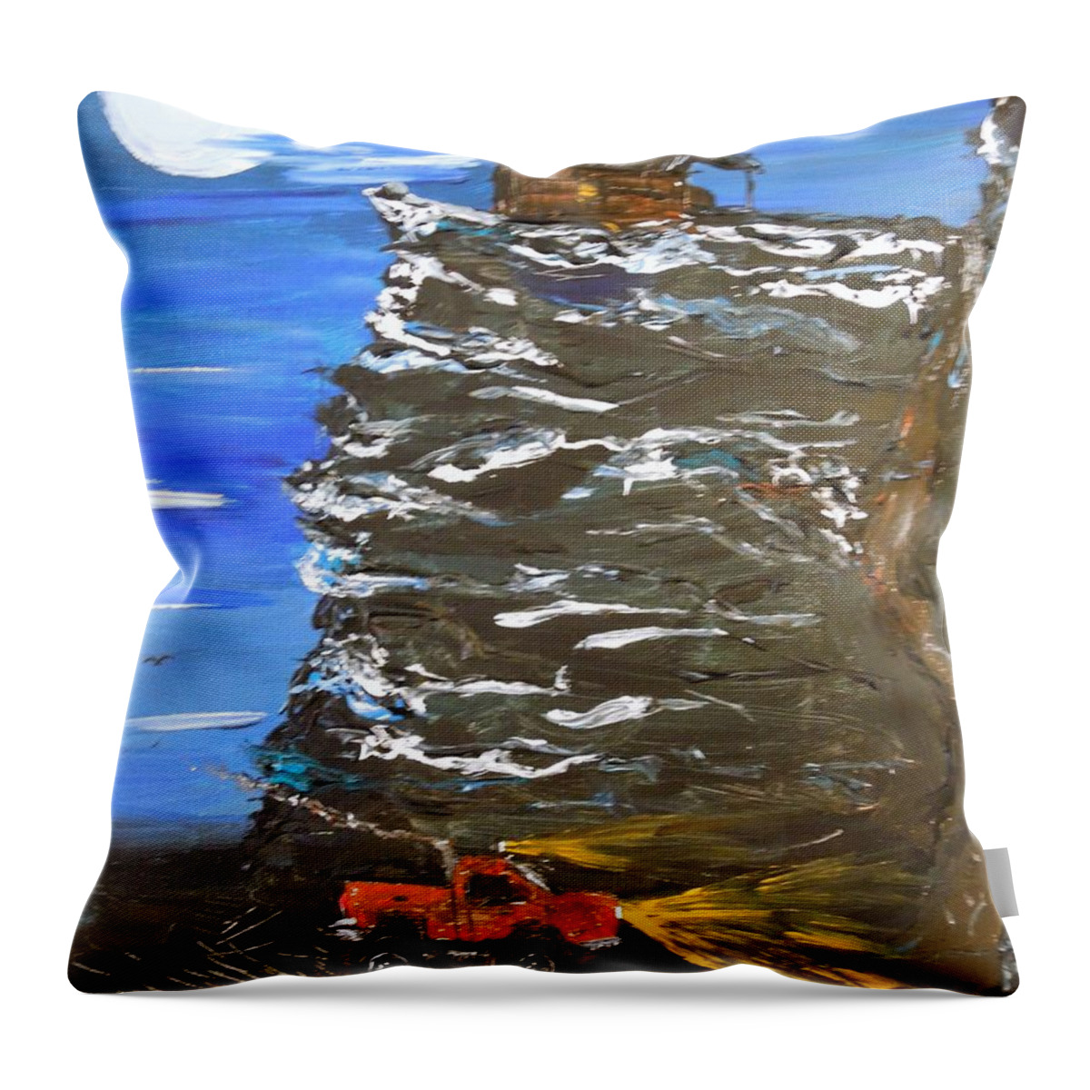 Shack Throw Pillow featuring the painting Night Shack by Randolph Gatling