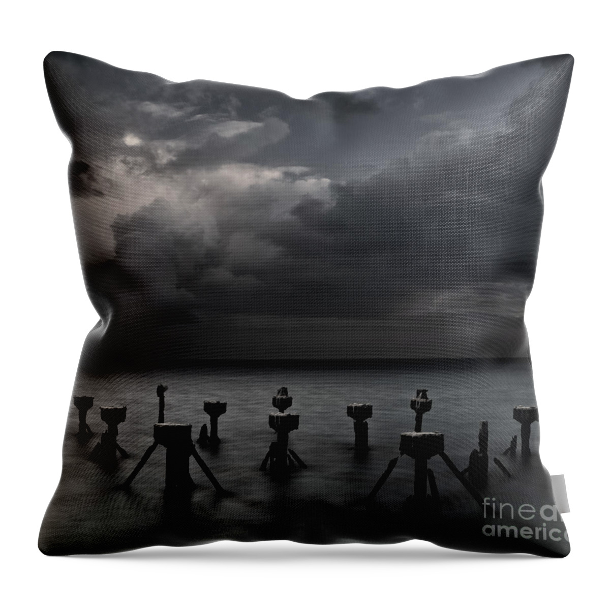 Tranquil Scene Throw Pillow featuring the photograph Night Storm over The Florida Keys by Keith Kapple