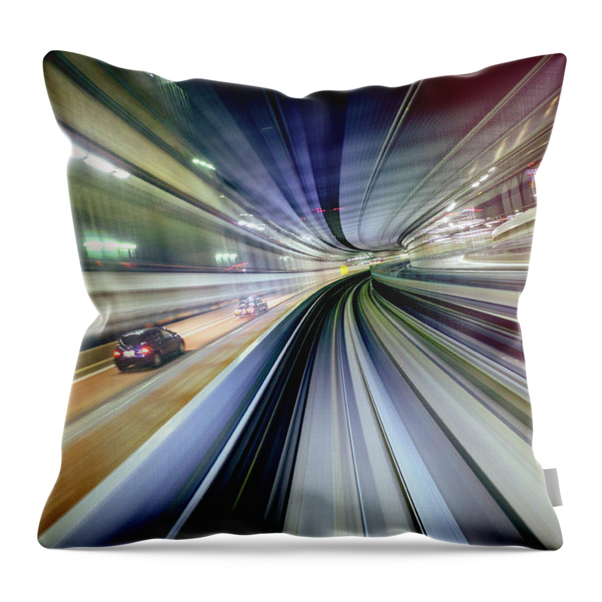 Curve Throw Pillow featuring the photograph Night Train In Japan by Rich Legg