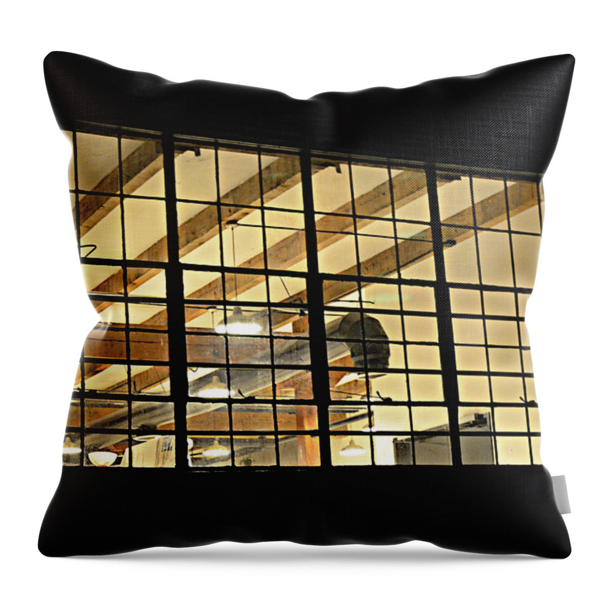 Night Throw Pillow featuring the photograph Night Window by Ally White