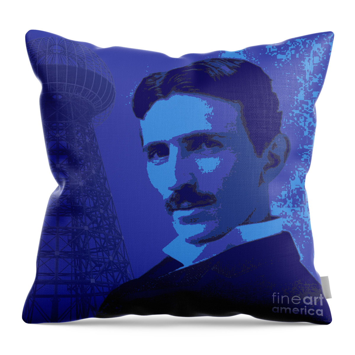 Nikola Tesla Throw Pillow featuring the digital art Nikola Tesla #2 by Jean luc Comperat