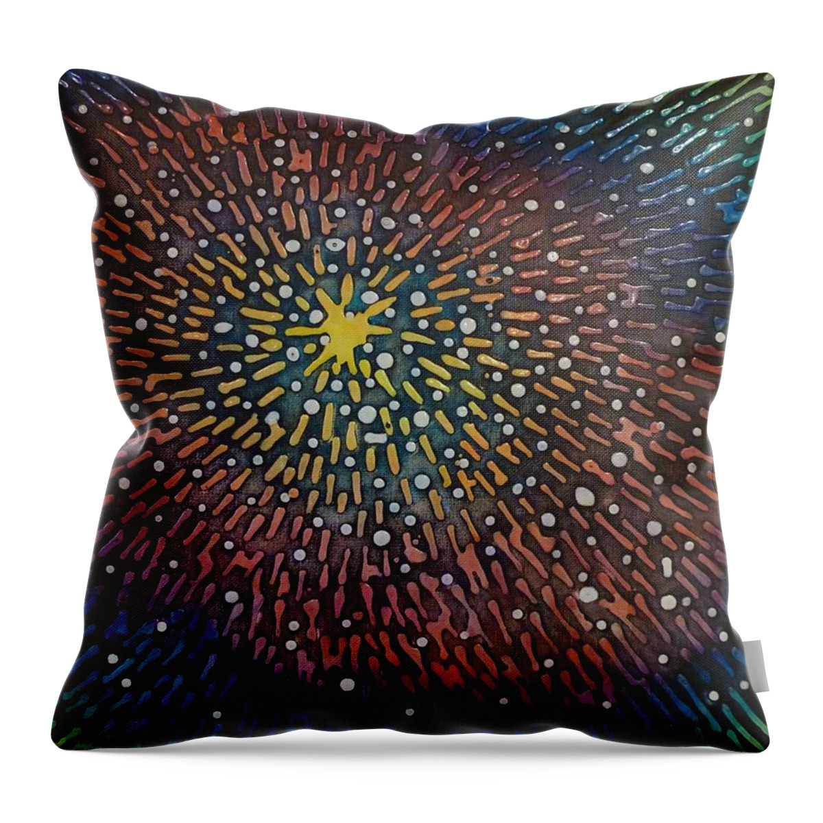 Nimoy Nebula Throw Pillow featuring the painting Nimoy Nebula by Amelie Simmons