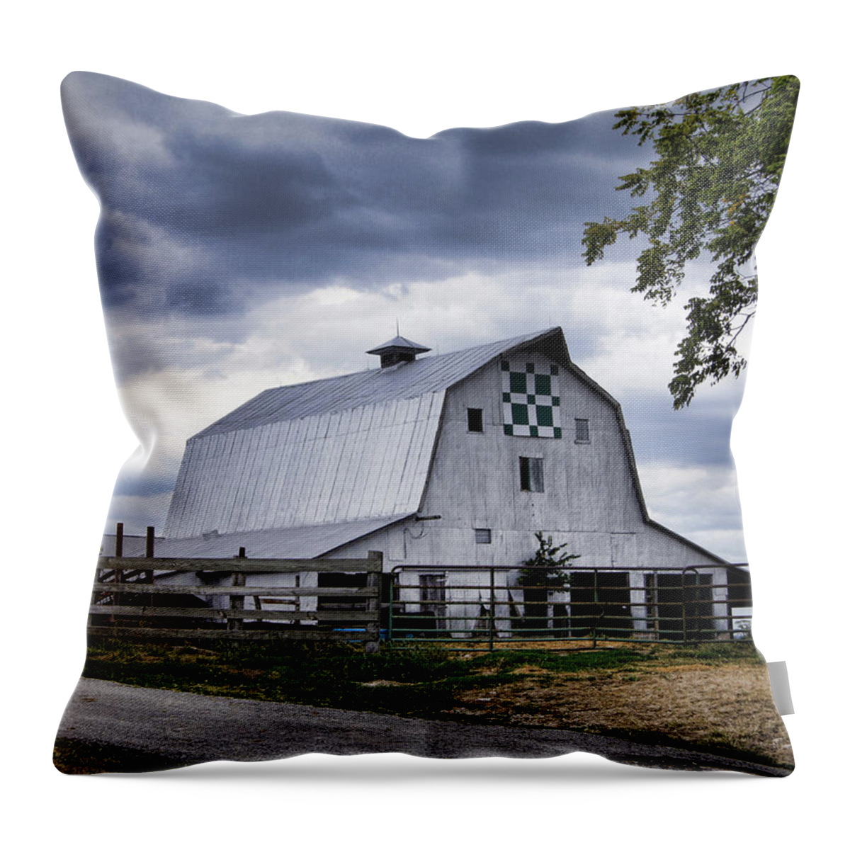 Barn Throw Pillow featuring the photograph Nine Patch Quilt Barn by Cricket Hackmann