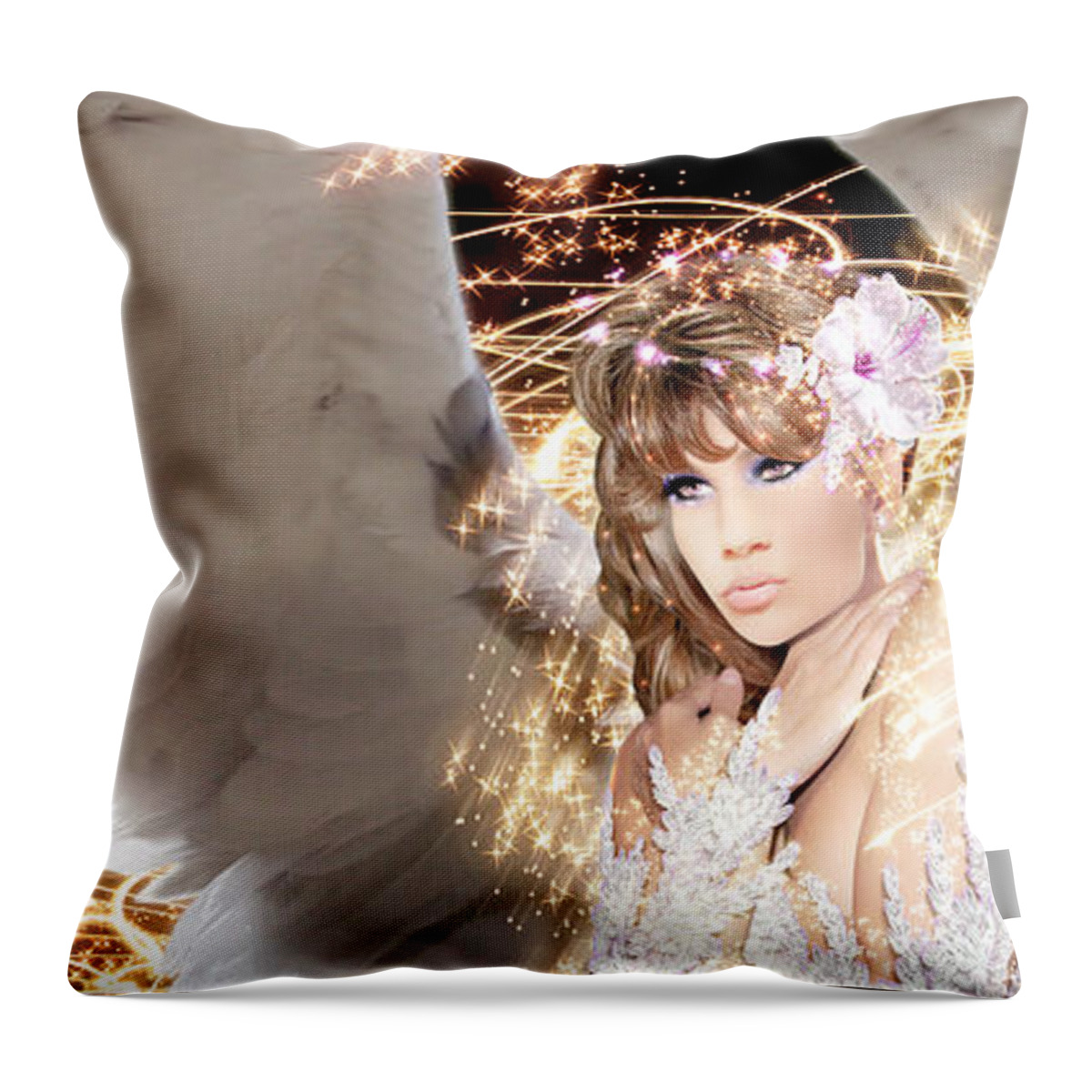 Angel Throw Pillow featuring the photograph Nissrine An Angels Radiance by Acropolis De Versailles