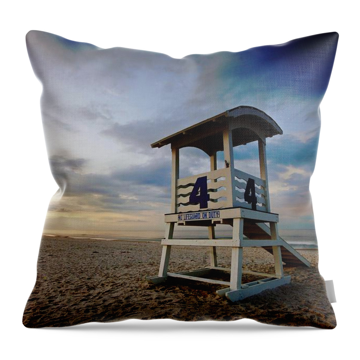 Palm Throw Pillow featuring the digital art No 4 Lifeguard station by Michael Thomas