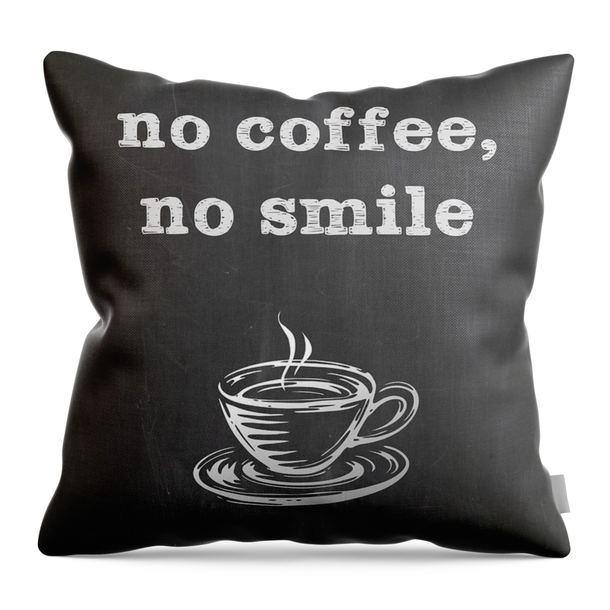 Coffee Throw Pillow featuring the digital art No Coffee No Smile by Nancy Ingersoll