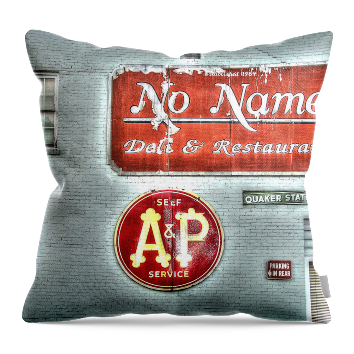 Vintage Throw Pillow featuring the photograph No Name Deli by Craig Burgwardt