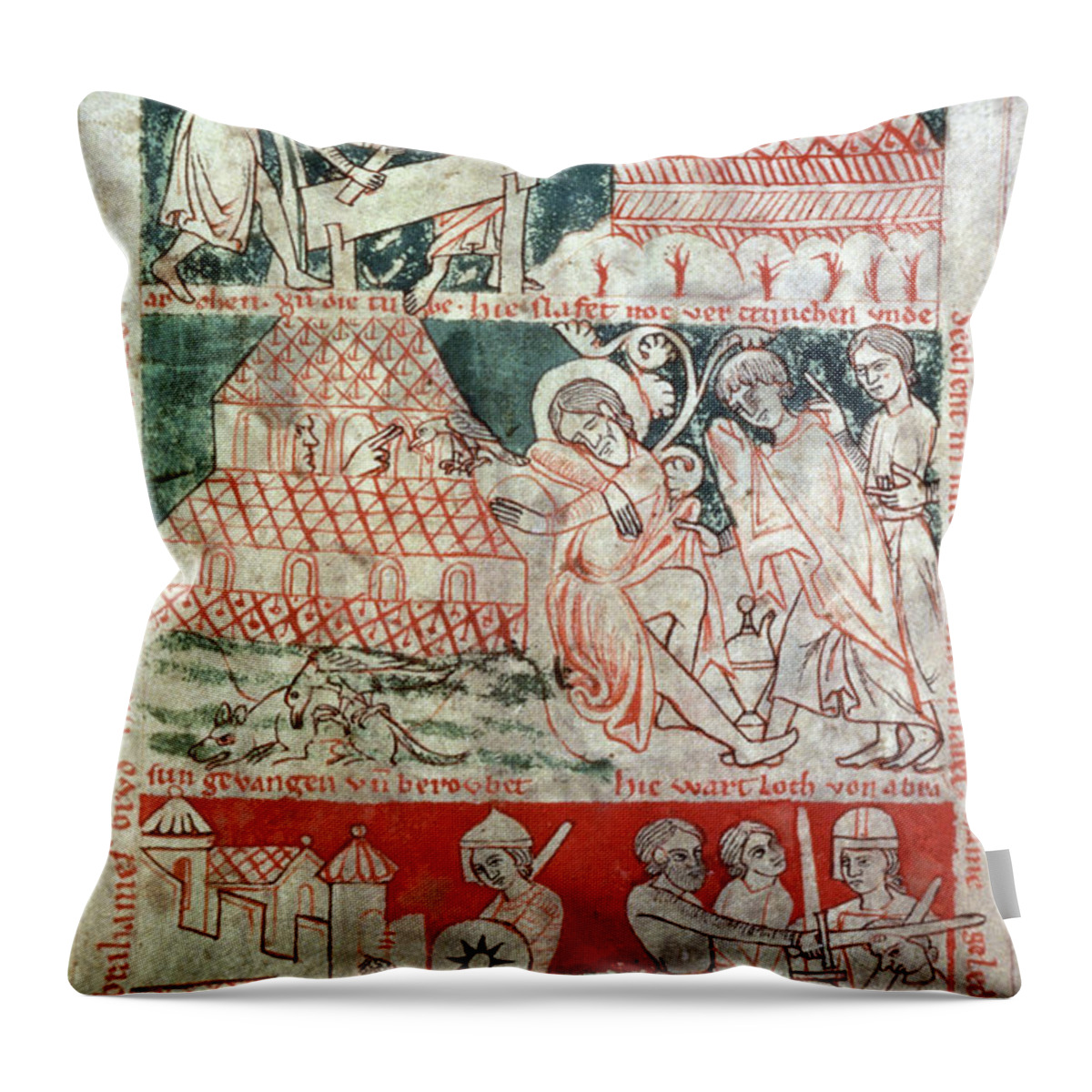 13th Century Throw Pillow featuring the painting Noah, Early 13th Century by Granger