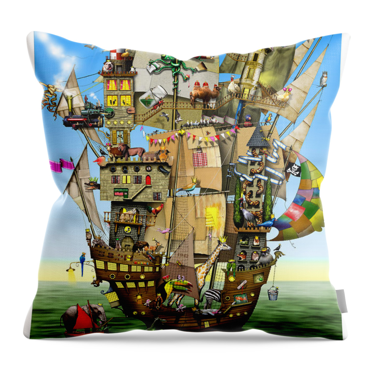 Colin Thompson Throw Pillow featuring the digital art Norah's Ark by MGL Meiklejohn Graphics Licensing