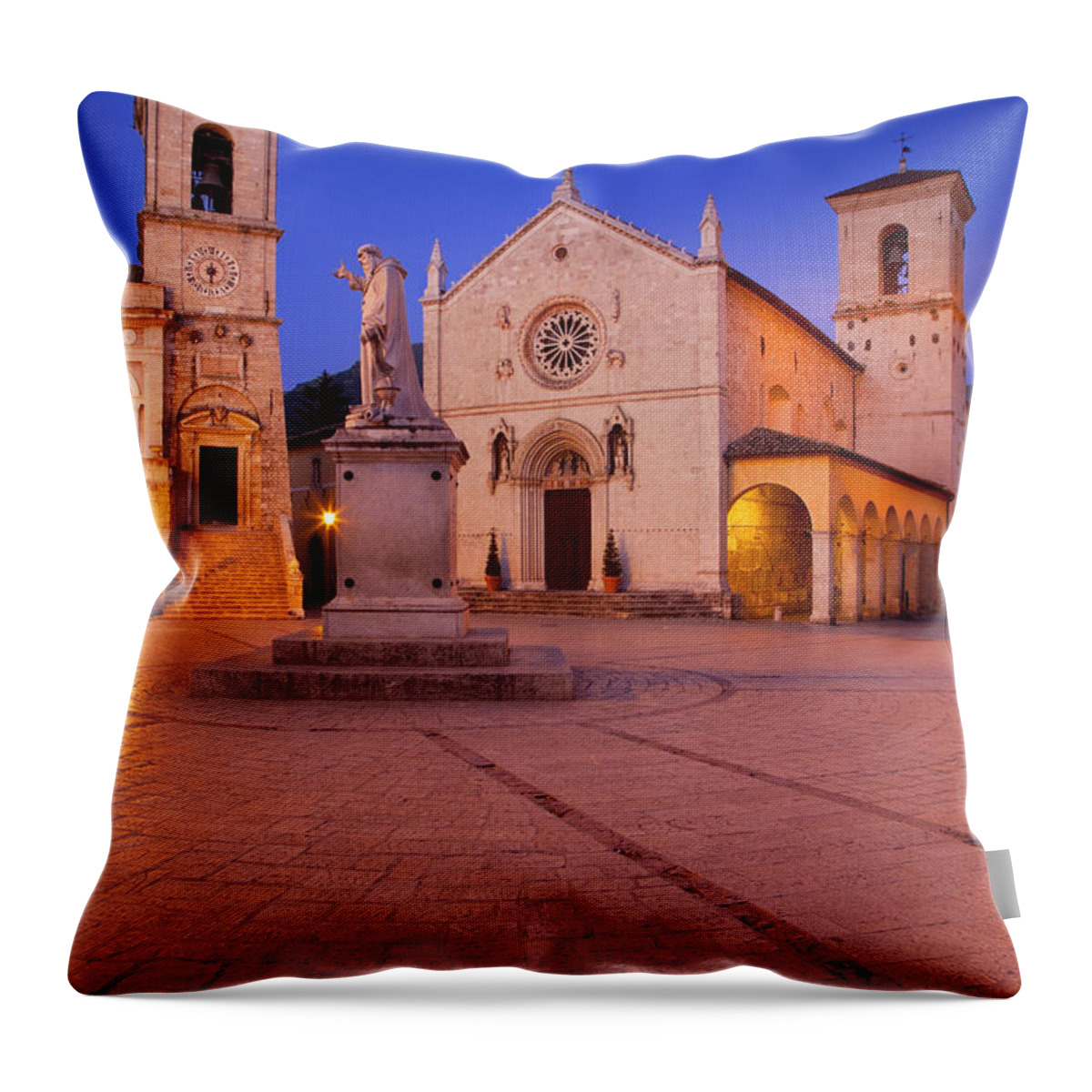 Piazza Throw Pillow featuring the photograph Norcia Umbria by Brian Jannsen