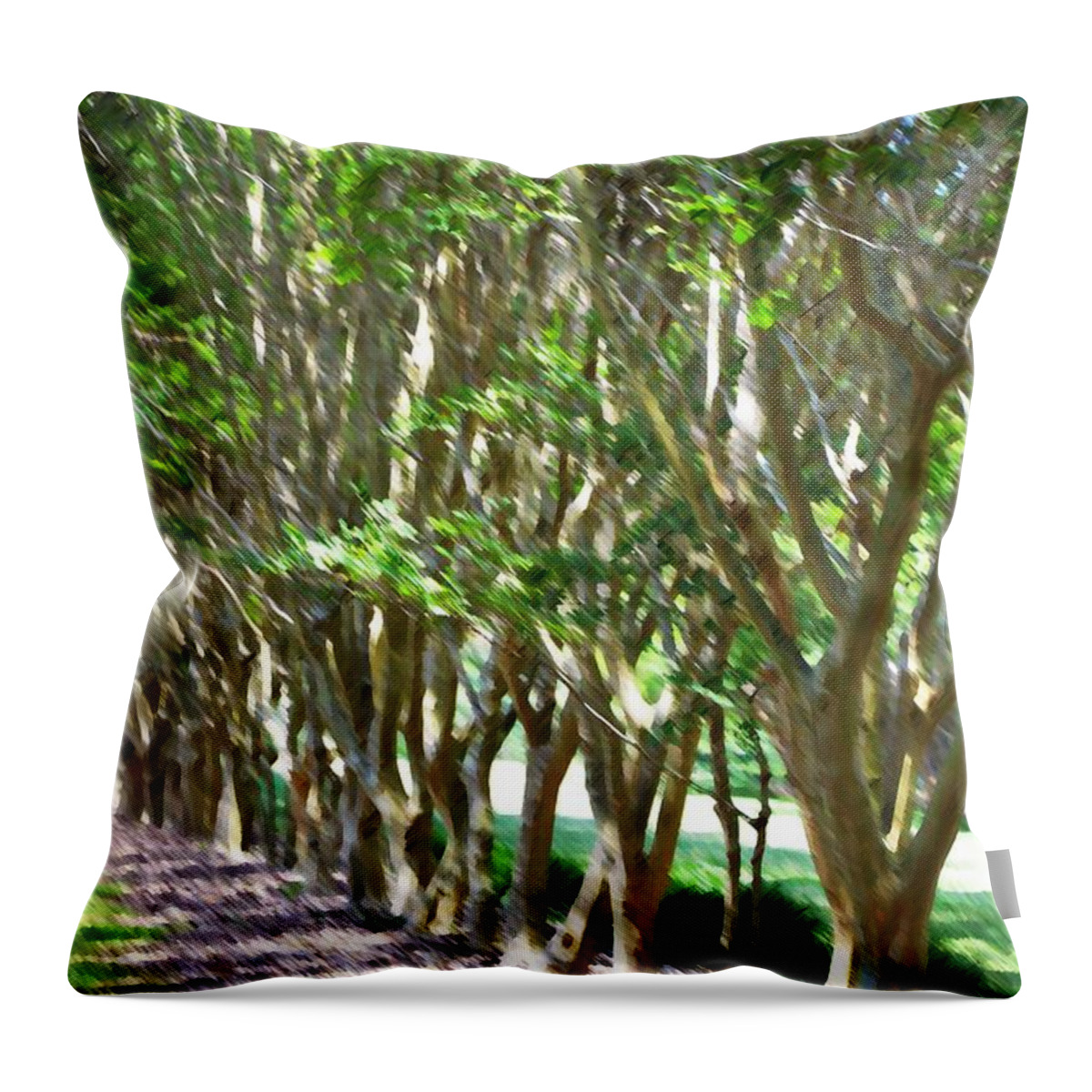 Favorite Spot In The Gardens Throw Pillow featuring the painting Norfolk Botanical Garden 5 by Jeelan Clark