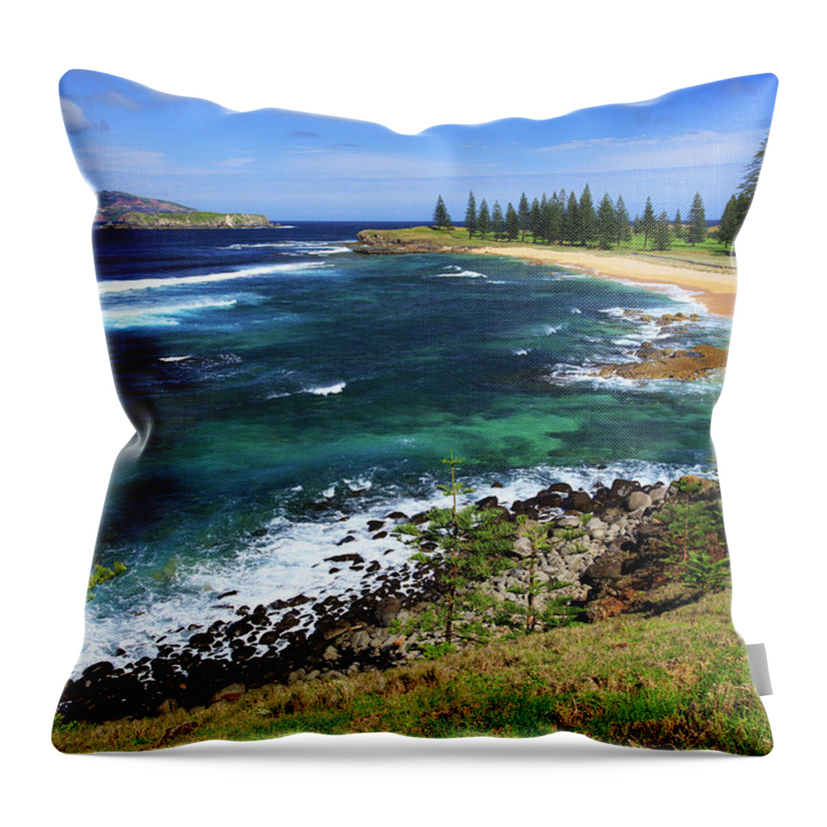 Scenics Throw Pillow featuring the photograph Norfolk Island by Steve Daggar Photography