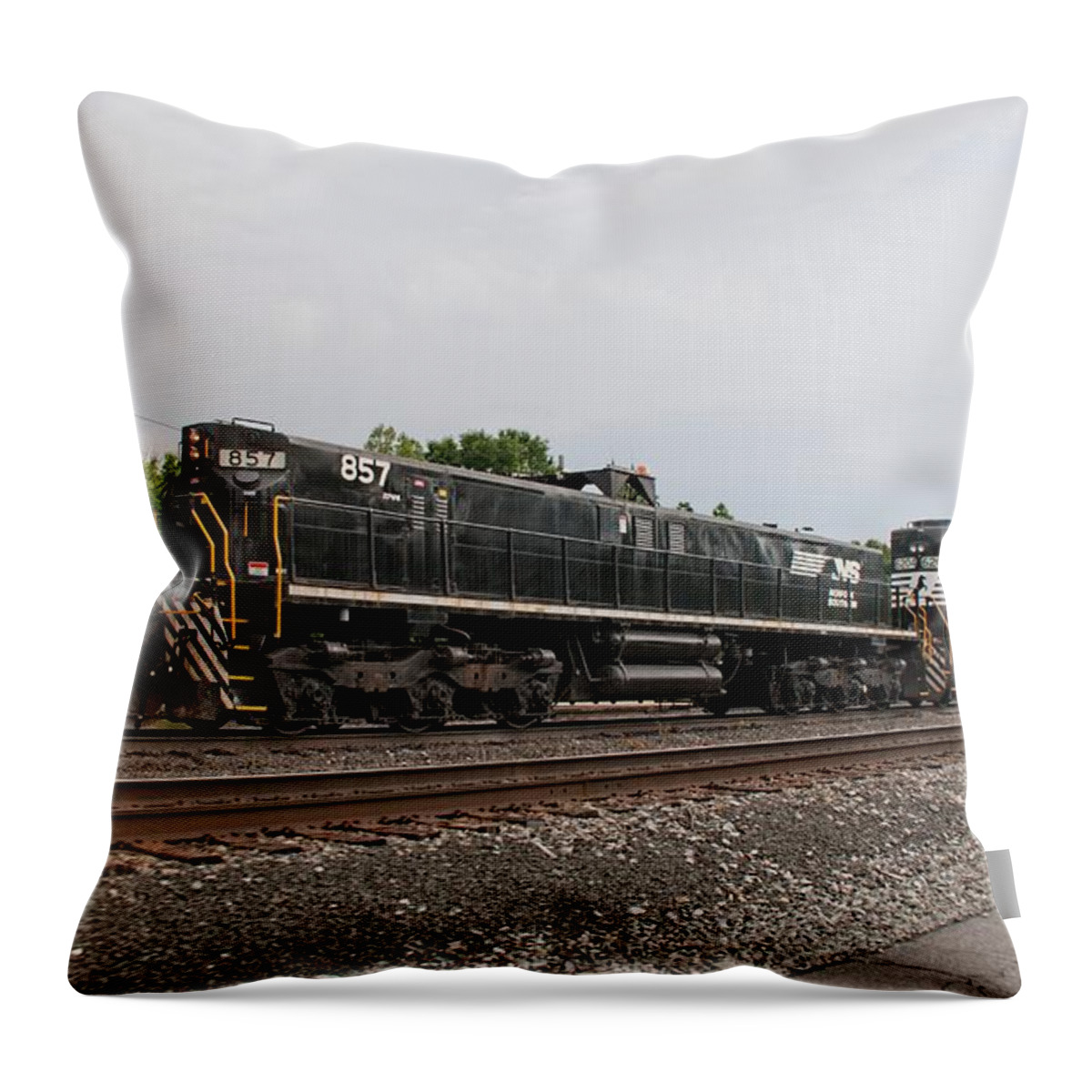 Ns Throw Pillow featuring the photograph Norfolk Southern - Linwood Yard - Spencer NC by John Black