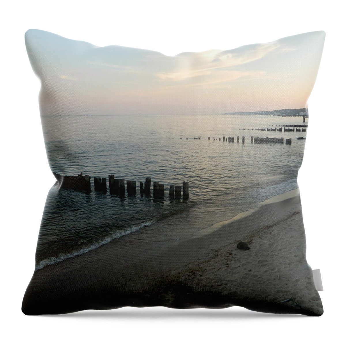 Sunset Throw Pillow featuring the photograph North Beach Sunset by Emmy Vickers