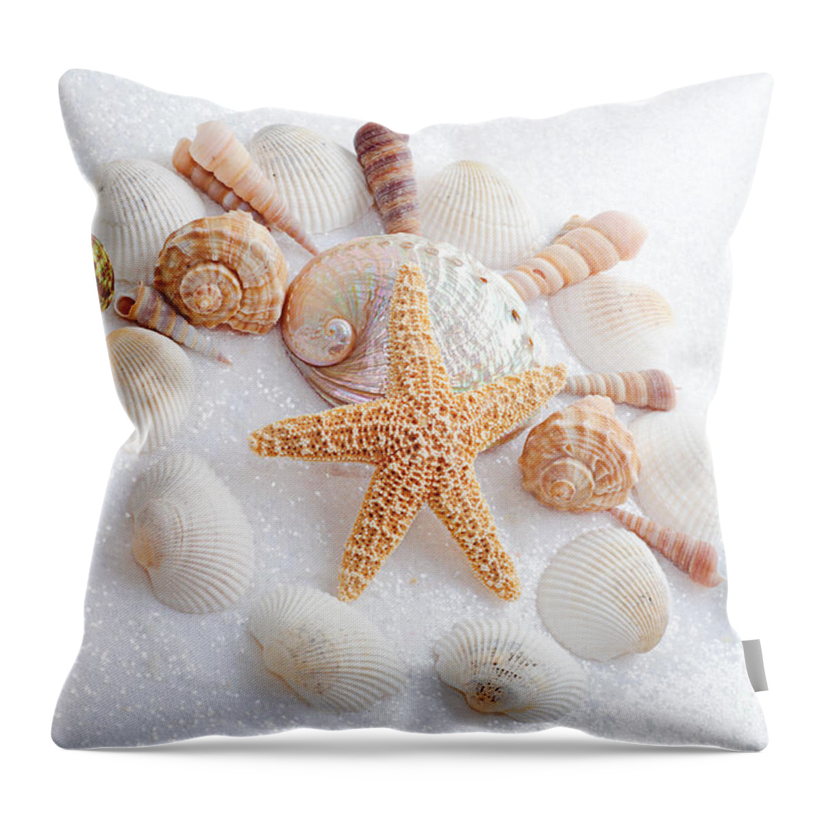  Seashells Throw Pillow featuring the photograph North Carolina Sea Shells by Andee Design