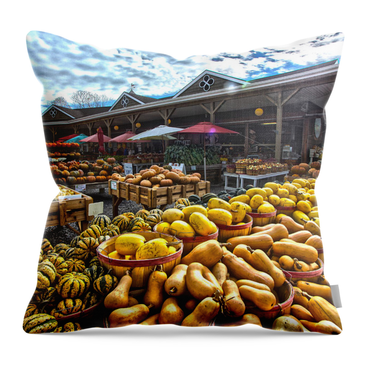 North Throw Pillow featuring the photograph North Fork Farmstand by Robert Seifert