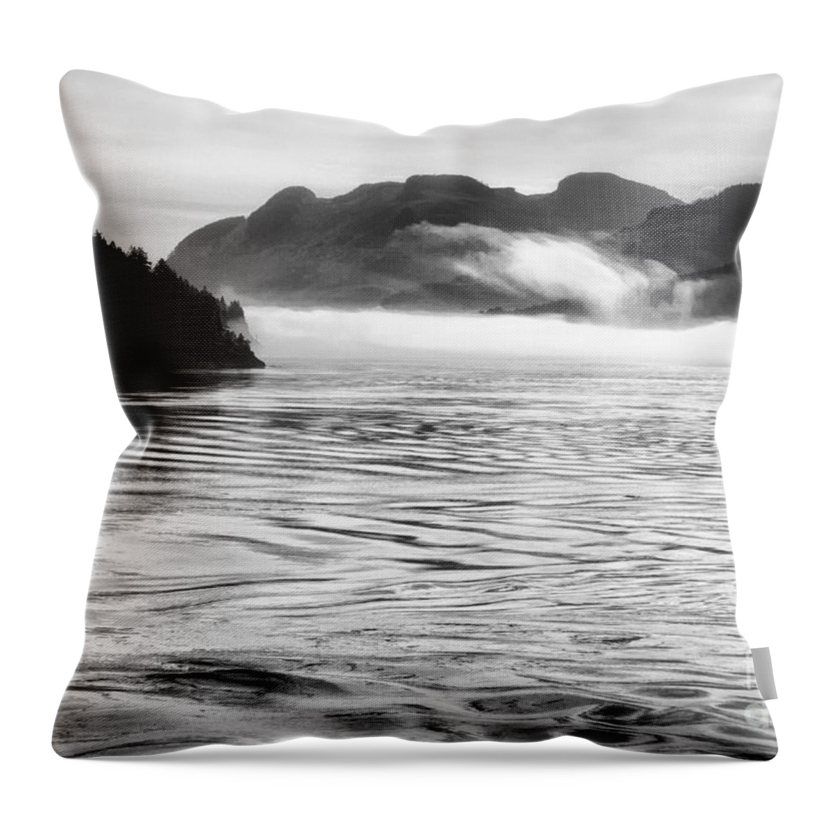 Black And White Photo Water Throw Pillow featuring the photograph Inside Passage Mist by Kate McKenna