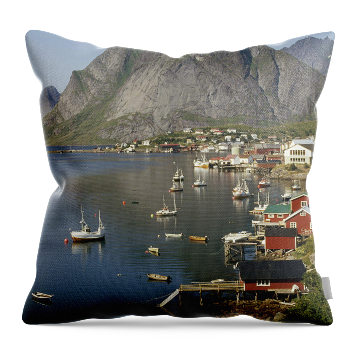 Feb0514 Throw Pillow featuring the photograph Norwegian Fjord And Traditional by Tui De Roy